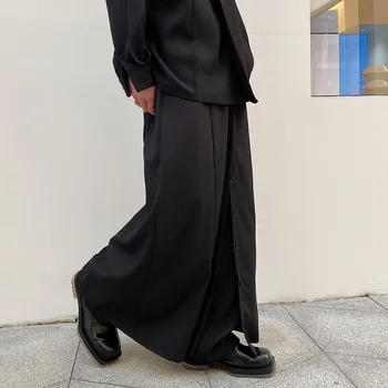 2022 весна Корейский стиль Персонализированные свободные широкие брюки мужские повседневные свободные черные брюки-кюлоты для мужчин брюки