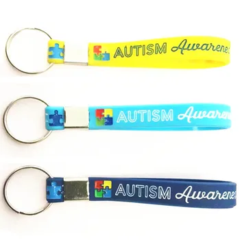 1 шт. брелок для ключей, медицинское оповещение, осведомленность об аутизме, темно-синий Желтый брелок, браслеты, Силиконовые браслеты