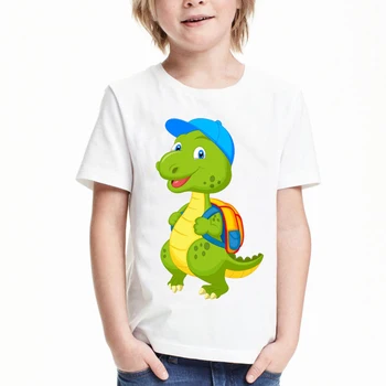 модная летняя футболка для девочек, одежда с динозавром, детская одежда, футболка для девочек, футболки с изображением милых животных, детская одежда для мальчиков