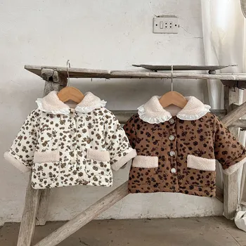 Зимние пальто с оленем jonmi в корейском стиле для новорожденных, Хлопчатобумажные пальто с цветочным принтом, утепленные, милая верхняя одежда для маленьких девочек