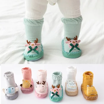 носок для детской обуви с резиновой подошвой, домашние носки для новорожденных девочек, милые животные, носки для новорожденных девочек, обувь, весна-осень, детские аксессуары