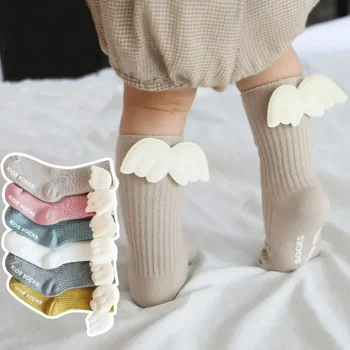 Весенний хлопковый носок для новорожденных, однотонный, ярких цветов, Для малышей, длинные носки для детей, Для маленьких девочек, носки до колен