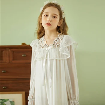 Детские ночные рубашки принцессы в сеточку в стиле Лолиты для девочек.Кружевные ночные рубашки в королевском стиле. Домашняя пижама для малышей в викторианском стиле