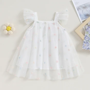 Фатиновое платье для маленьких девочек от 0 до 5 лет, Детская Летняя Одежда, Платье-пачка с длинными рукавами и 3D цветами/Бабочками, Вечерние Платья Принцессы
