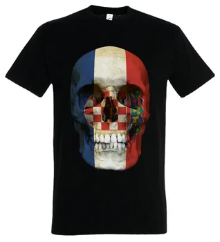 Флаг Хорватии, баннер с черепом, футболка Croatia Skull Cult. Мужская футболка из хлопка премиум-класса с круглым вырезом и коротким рукавом, новая S-3XL