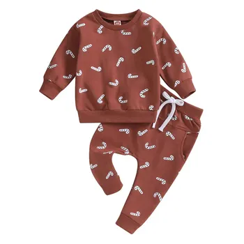 Рождественский наряд для малышей, рубашки и брюки в стиле вестерн-ковбой для мальчиков и девочек, милая рождественская осенне-зимняя одежда