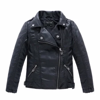 Модные брендовые классические куртки из черной мотоциклетной кожи для девочек и мальчиков, детское пальто на весну-осень от 2 до 14 лет