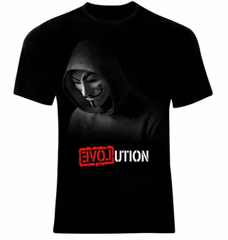 Футболка Anonymous V for Vendetta Evolution. Летняя хлопковая мужская футболка с круглым вырезом и коротким рукавом, новая S-3XL
