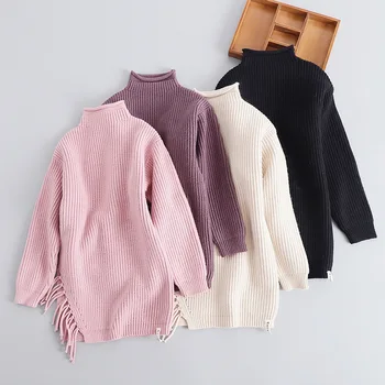 2020 новые модные свитера для девочек, длинные стильные детские свитера от 4 до 10 лет, детский свитер C2010