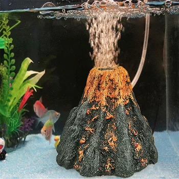 Кислородный насос Воздушный пузырь Аквариумный набор Украшение для аквариумных пейзажей Декор аквариума в форме вулкана