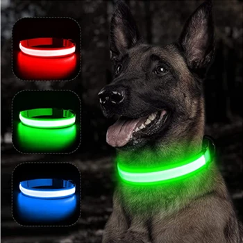 Светодиодный Нейлоновый Ошейник Для Собак Light Anti Loss Puppy Night Glow Зоотовары Аксессуары USB Зарядный Поводок Airtag
