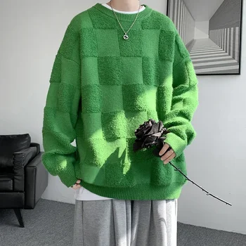 2024 Новый американский уличный свитер, пуловер оверсайз, мужской осенне-зимний повседневный свободный пуловер, парный свитер, мужская одежда