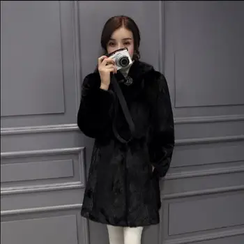 Черная Зимняя Женская куртка из искусственного Меха 2024 года, Пальто Из Искусственного Меха, Черное пальто Femme Plus Size, Черная Верхняя Одежда Из Искусственного Меха Z318