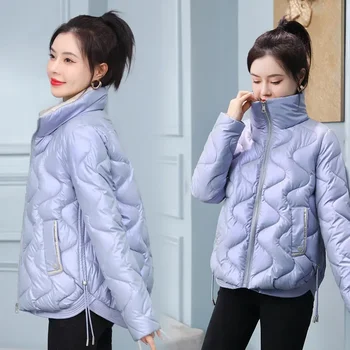Короткая хлопчатобумажная куртка женская зимняя новая корейская версия яркая хлопчатобумажная куртка с лицевой стороны женская одежда студенческая теплая