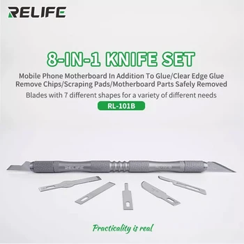 Набор ножей RELIFE RL-101B 8-в-1 Для Ремонта Материнской платы Мобильного Телефона BGA PCB, Чипа IC, Лопаты Для Дегуммирования, Скребка