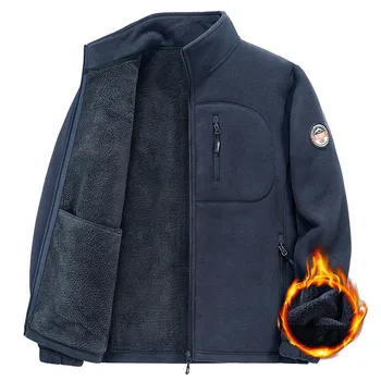 2023, Осенне-зимняя теплая флисовая походная куртка со стоячим воротником, толстая куртка, Мужская флисовая военная уличная куртка с мягкой оболочкой, пальто