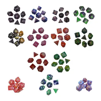 7шт Красочные Многогранные Кубики Набор Гладкой Поверхности d6 d4 D8 D10 D12 D20 для Вечеринки Карточная Игра RPG Обучение Математике Семейный Сбор