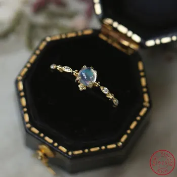 Кольцо с искусственным Лунным камнем из Стерлингового Серебра 925 пробы с легким Роскошным Платиновым покрытием для женщин, изысканные Ювелирные изделия