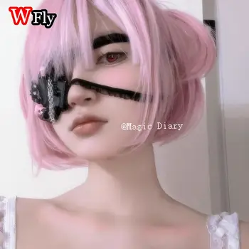 Женская кружевная маска для глаз с перекрестной цепочкой для девочек в стиле готической Лолиты Харадзюку, изготовленная вручную, на Хэллоуин, оригинальная повязка для глаз японской субкультуры