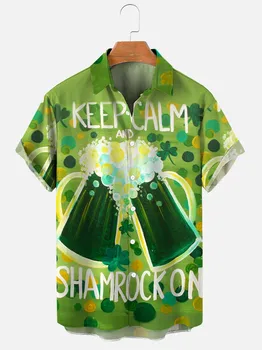 Мужская модная рубашка Lucky Clover Beer на День Святого Патрика